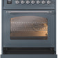 ILVE Nostalgie II 30" Dual Fuel Propane Gas Range in Blue Grey with Chrome Trim, UP30NMPBGCLP