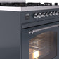 ILVE Nostalgie II 30" Dual Fuel Propane Gas Range in Blue Grey with Chrome Trim, UP30NMPBGCLP