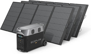 EcoFlow Package - DELTA Pro Portable Power Station (3600Wh) and 3 x Portable Solar Panel (400W)