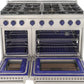 Kucht Professional 48" 6.7 cu. ft. Propane Gas Range in Stainless Steel with Blue Accents, KFX480/LP-B