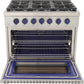 Kucht Professional 36" 5.2 cu. ft. Natural Gas Range in Stainless Steel with Blue Accents, KFX360-B