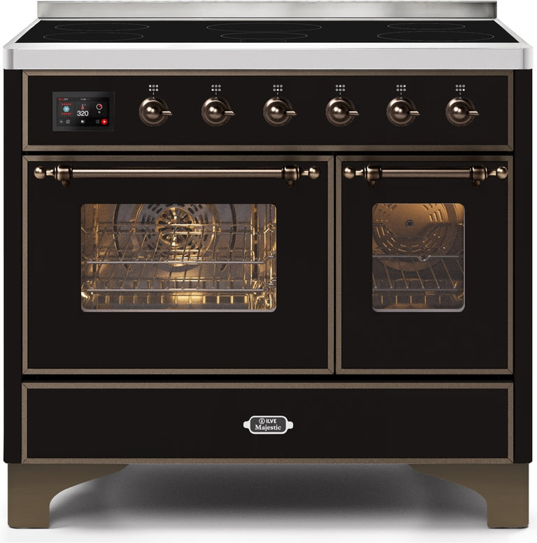 ILVE Majestic II 40" Induction Range with Element Stove and Electric Oven in Glossy Black with Bronze Trim, UMDI10NS3BKB