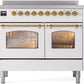 ILVE Nostalgie II 40" Induction Range with Element Stove and Electric Oven in White with Brass Trim, UPDI406NMPWHG