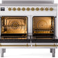 ILVE Nostalgie II 40" Induction Range with Element Stove and Electric Oven in White with Brass Trim, UPDI406NMPWHG