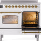 ILVE Nostalgie II 40" Induction Range with Element Stove and Electric Oven in White with Brass Trim, UPDI406NMPWHG