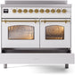 ILVE Nostalgie II 40" Induction Range with Element Stove and Electric Oven in White with Brass Trim, UPDI406NMPWHG