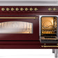 ILVE Nostalgie II 48" Induction Range with Element Stove and Electric Oven in Burgundy with Brass Trim, UPI486NMPBUG
