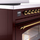 ILVE Nostalgie II 48" Induction Range with Element Stove and Electric Oven in Burgundy with Brass Trim, UPI486NMPBUG