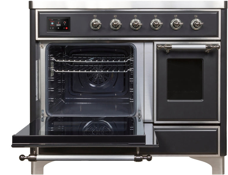 ILVE Majestic II 40" Induction Range with Element Stove and Electric Oven in Matte Graphite with Chrome Trim, UMDI10NS3MGC