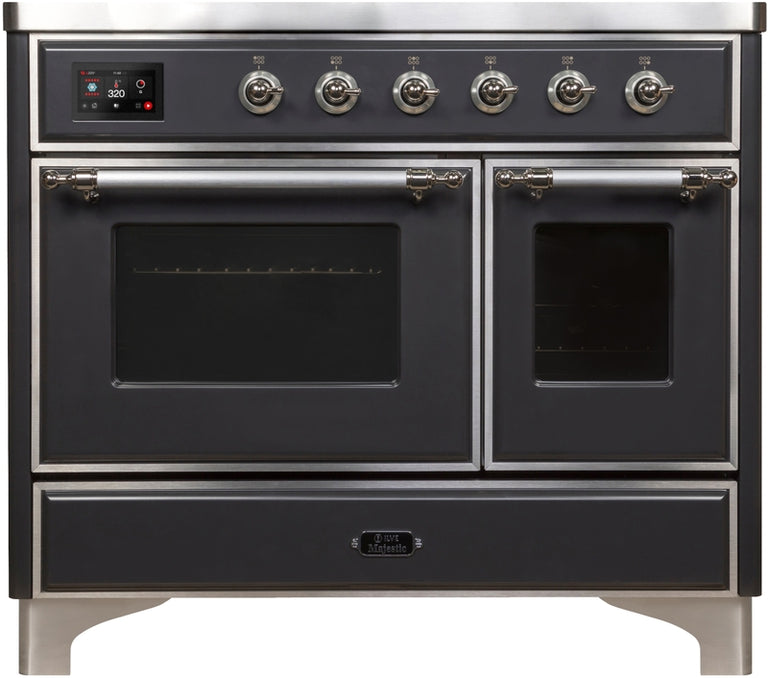 ILVE Majestic II 40" Induction Range with Element Stove and Electric Oven in Matte Graphite with Chrome Trim, UMDI10NS3MGC