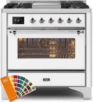 ILVE Majestic II 36" Dual Fuel Natural Gas Range in RAL Custom Color with Chrome Trim, UM09FDNS3RAC