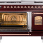 ILVE Nostalgie II 48" Dual Fuel Natural Gas Range in Burgundy with Copper Trim, UP48FNMPBUP