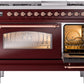 ILVE Nostalgie II 48" Dual Fuel Natural Gas Range in Burgundy with Copper Trim, UP48FNMPBUP