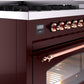 ILVE Nostalgie II 48" Dual Fuel Natural Gas Range in Burgundy with Copper Trim, UP48FNMPBUP