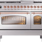 ILVE Nostalgie II 48" Dual Fuel Natural Gas Range in Stainless Steel with Copper Trim, UP48FNMPSSP