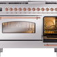 ILVE Nostalgie II 48" Dual Fuel Natural Gas Range in Stainless Steel with Copper Trim, UP48FNMPSSP