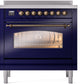 ILVE Nostalgie II 36" Induction Range with Element Stove and Electric Oven in Blue with Bronze Trim, UPI366NMPMBB