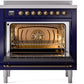 ILVE Nostalgie II 36" Induction Range with Element Stove and Electric Oven in Blue with Bronze Trim, UPI366NMPMBB