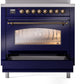 ILVE Nostalgie II 36" Induction Range with Element Stove and Electric Oven in Blue with Bronze Trim, UPI366NMPMBB