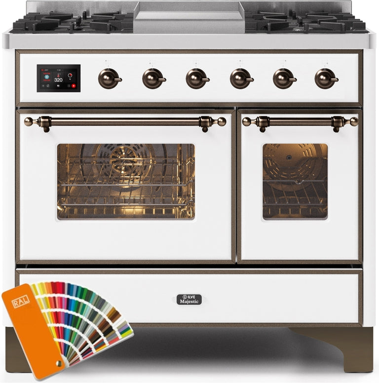 ILVE Majestic II 40" Dual Fuel Natural Gas Range in RAL Custom Color with Bronze Trim, UMD10FDNS3RAB