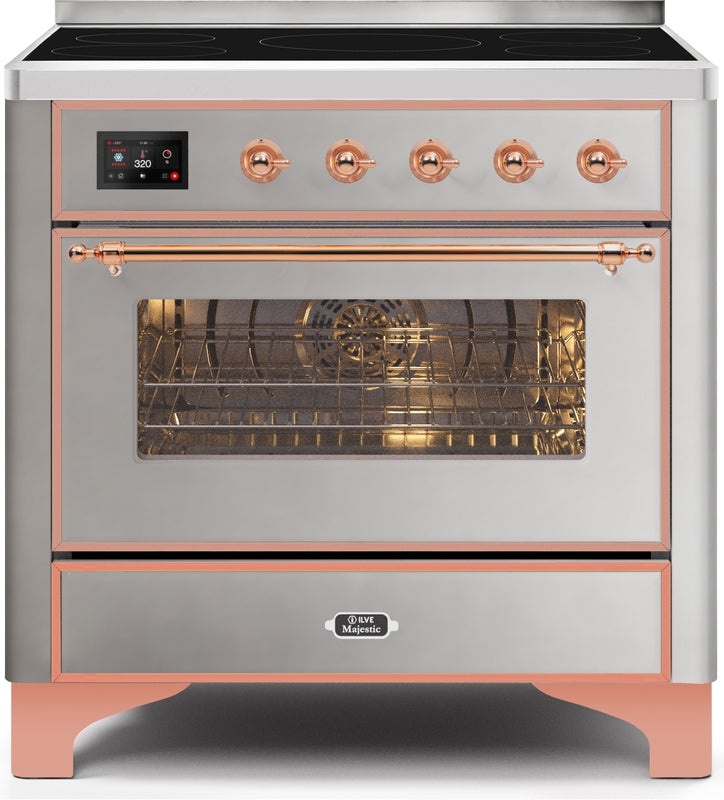 ILVE Majestic II 36" Induction Range with Element Stove and Electric Oven in Stainless Steel with Copper Trim, UMI09NS3SSP