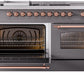 ILVE Nostalgie II 60" Dual Fuel Natural Gas Range in Matte Graphite with Copper Trim, UP60FSNMPMGP