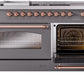ILVE Nostalgie II 60" Dual Fuel Natural Gas Range in Matte Graphite with Copper Trim, UP60FSNMPMGP