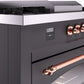 ILVE Nostalgie II 60" Dual Fuel Natural Gas Range in Matte Graphite with Copper Trim, UP60FSNMPMGP