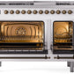 ILVE Nostalgie II 48" Dual Fuel Natural Gas Range in White with Bronze Trim, UP48FNMPWHB