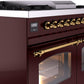 ILVE Nostalgie II 40" Dual Fuel Natural Gas Range in Burgundy with Brass Trim, UPD40FNMPBUG