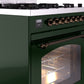 ILVE Nostalgie II 30" Dual Fuel Propane Gas Range in Emerald Green with Bronze Trim, UP30NMPEGBLP