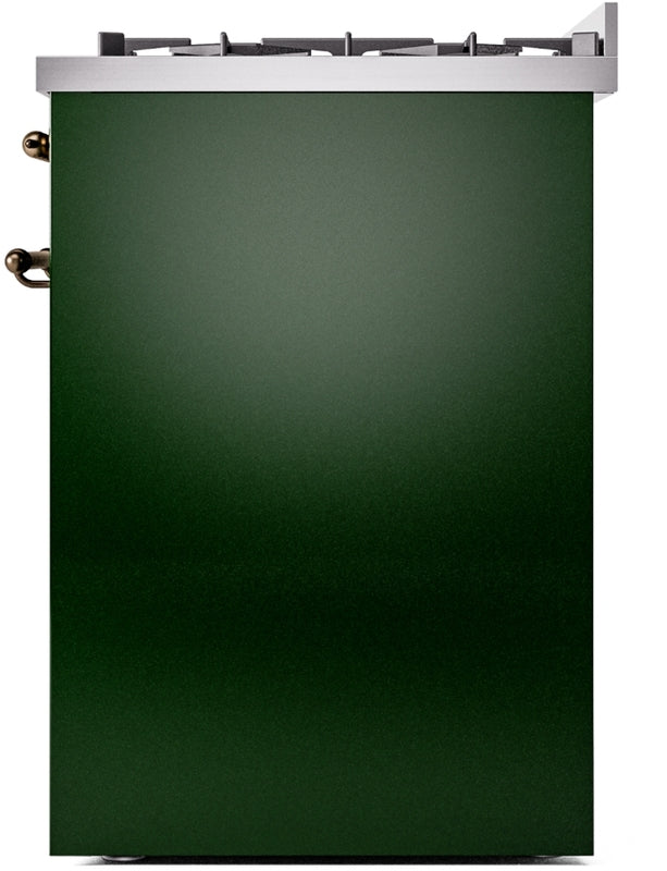 ILVE Nostalgie II 30" Dual Fuel Propane Gas Range in Emerald Green with Bronze Trim, UP30NMPEGBLP