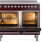ILVE Nostalgie II 40" Induction Range with Element Stove and Electric Oven in Burgundy with Chrome Trim, UPDI406NMPBUC