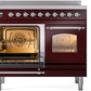 ILVE Nostalgie II 40" Induction Range with Element Stove and Electric Oven in Burgundy with Chrome Trim, UPDI406NMPBUC