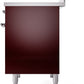 ILVE Nostalgie II 40" Induction Range with Element Stove and Electric Oven in Burgundy with Chrome Trim, UPDI406NMPBUC