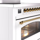ILVE Nostalgie II 36" Induction Range with Element Stove and Electric Oven in White with Brass Trim, UPI366NMPWHG