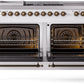 ILVE Nostalgie II 60" Dual Fuel Natural Gas Range in White with Bronze Trim, UP60FSNMPWHB