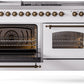 ILVE Nostalgie II 60" Dual Fuel Natural Gas Range in White with Bronze Trim, UP60FSNMPWHB