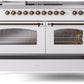 ILVE Nostalgie II 60" Dual Fuel Natural Gas Range in White with Bronze Trim, UP60FSNMPWHB