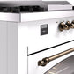 ILVE Nostalgie II 60" Dual Fuel Natural Gas Range in White with Bronze Trim, UP60FSNMPWHB