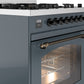 ILVE Nostalgie II 30" Dual Fuel Propane Gas Range in Blue Grey with Bronze Trim, UP30NMPBGBLP