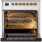 ILVE Nostalgie II 30" Dual Fuel Natural Gas Range in White with Brass Trim, UP30NMPWHG