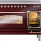 ILVE Nostalgie II 48" Induction Range with Element Stove and Electric Oven in Burgundy with Copper Trim, UPI486NMPBUP