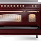 ILVE Nostalgie II 48" Induction Range with Element Stove and Electric Oven in Burgundy with Copper Trim, UPI486NMPBUP