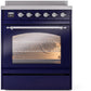 ILVE Nostalgie II 30" Induction Range with Element Stove and Electric Oven in Blue with Chrome Trim, UPI304NMPMBC