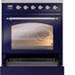 ILVE Nostalgie II 30" Induction Range with Element Stove and Electric Oven in Blue with Chrome Trim, UPI304NMPMBC