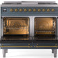 ILVE Nostalgie II 40" Dual Fuel Propane Gas Range in Blue Grey with Brass Trim, UPD40FNMPBGGLP