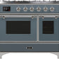 ILVE Majestic II 40" Dual Fuel Propane Gas Range in Blue Grey with Chrome Trim, UMD10FDNS3BGCLP