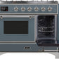 ILVE Majestic II 40" Dual Fuel Propane Gas Range in Blue Grey with Chrome Trim, UMD10FDNS3BGCLP