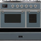 ILVE Majestic II 40" Dual Fuel Propane Gas Range in Blue Grey with Chrome Trim, UMD10FDNS3BGCLP